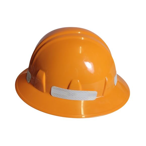 Pyramex Full Brim Hard Hat Safety with 4-PT Ratchet Orange Construction - Picture 1 of 9